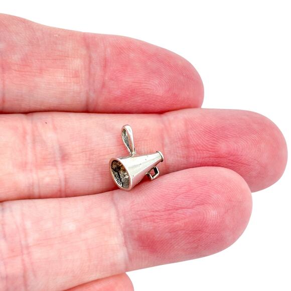 Vintage Sterling Silver 925 Cheer Megaphone Charm Pendant - Picture 1 of 7